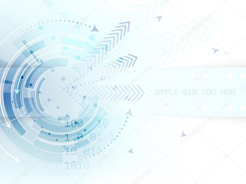 Technological abstract background with circle, arrows and stripe for text