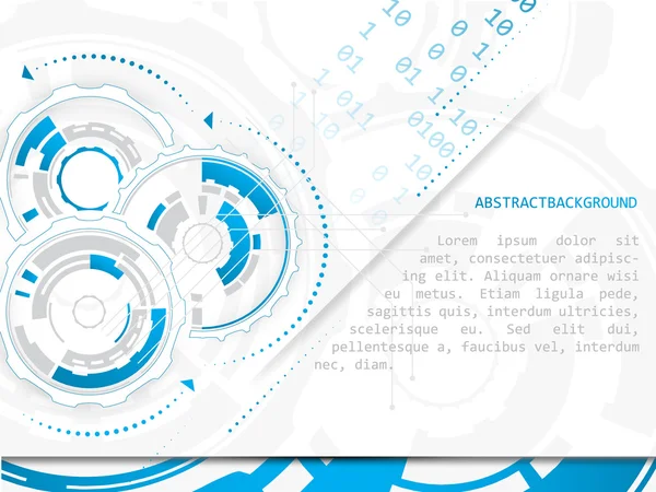 Technologie Vektor abstrakte Illustration mit Leiterplatte und Zahnrädern auf weißem Hintergrund. — Stockvektor