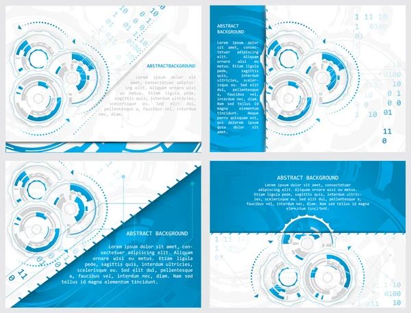 Juego de engranajes y placa de circuito con flechas sobre fondo abstracto — Archivo Imágenes Vectoriales