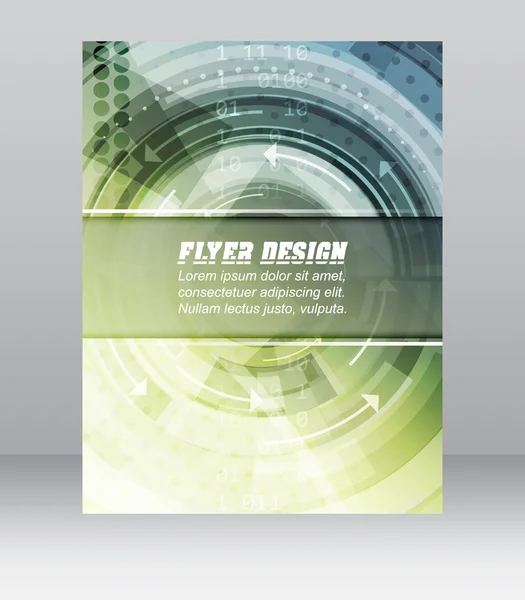 İş flyer şablonu ile teknolojik desen, dergi, kapak tasarımı veya kurumsal afiş — Stok Vektör