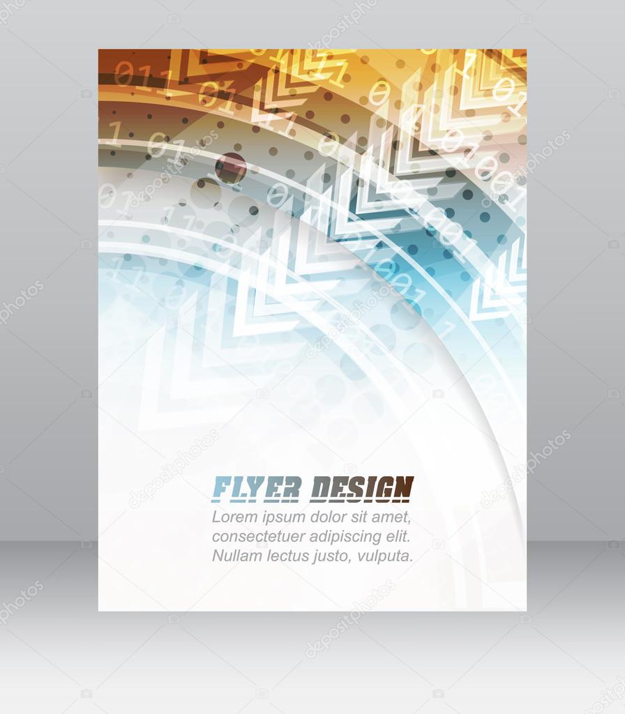 Abstract business flyer template with technological pattern, corporate banner or cover design