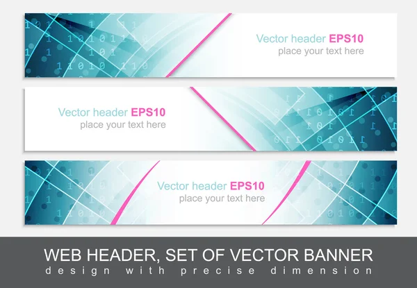 Set of vector header or banner. Design with precise dimension. — Stock Vector