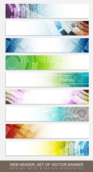 Website headers, banners with colorful abstract pattern - set — Stock Vector