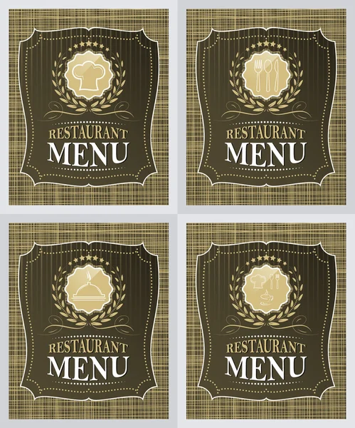 Conjunto de diseño de cubierta de menú de restaurante en estilo vintage — Archivo Imágenes Vectoriales