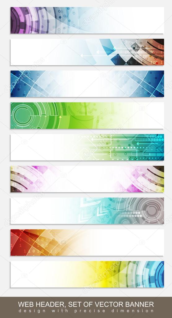 Website headers, banners with colorful abstract pattern - set