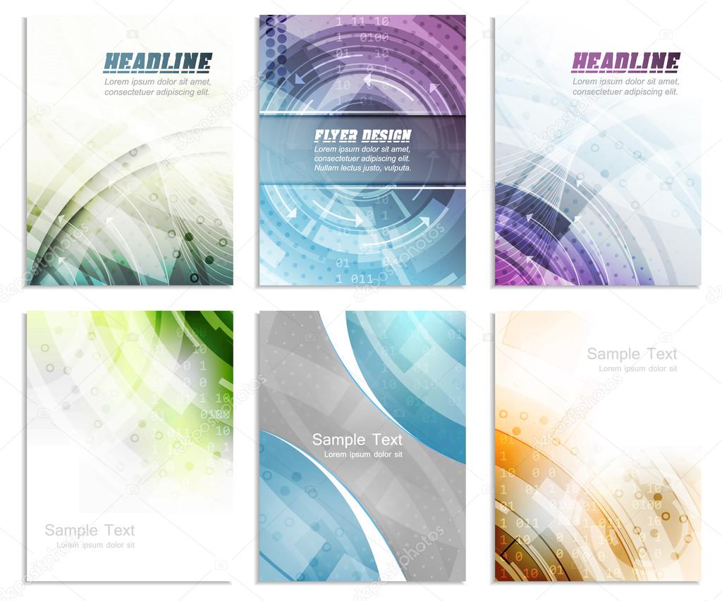 Set of abstract flyer template, magazine, brochure, cover design or corporate banner