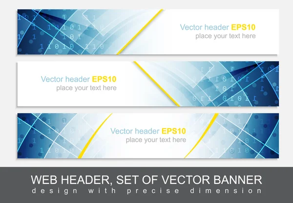 Set of vector header or banner. Design with precise dimension. — Stock Vector