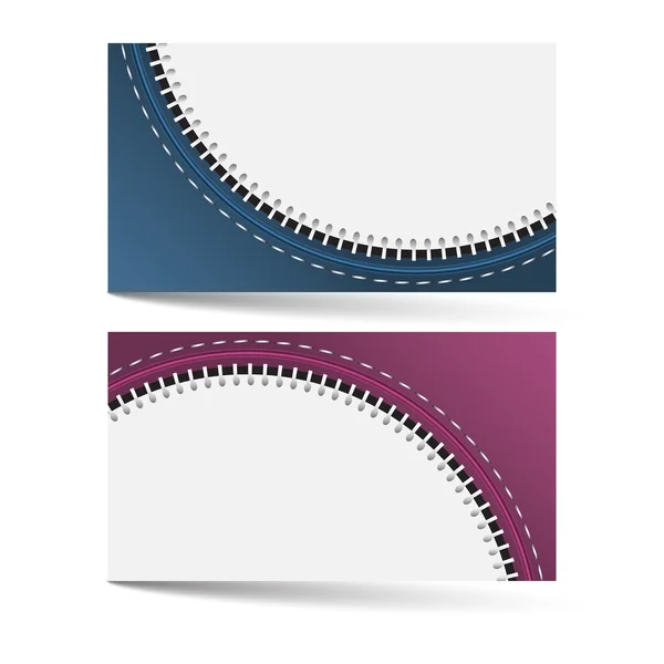 Horizontal business card template with zip pattern and two color options — Stock Vector