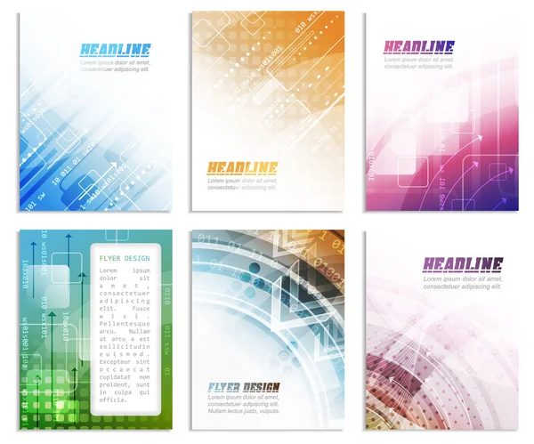 Set van abstracte flyer-sjabloon, magazine, brochure, cover ontwerp of corporate banner — Stockvector