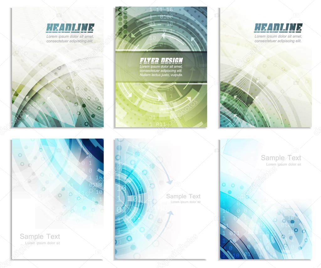 Set of abstract flyer template, magazine, brochure, cover design or corporate banner