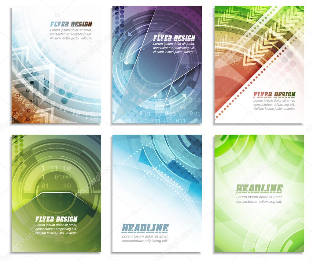 Set of abstract business flyer template, folder, brochure, cover design or corporate banner