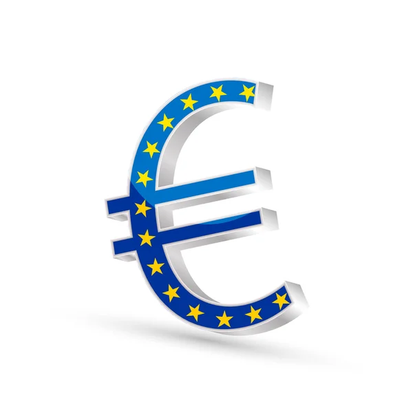 Euro moeda ícone símbolo de ouro com bandeira da União Europeia — Vetor de Stock