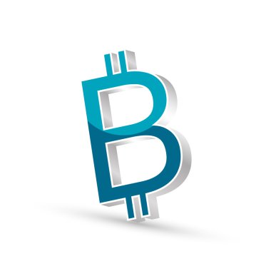 Bitcoin currency blue symbol icon