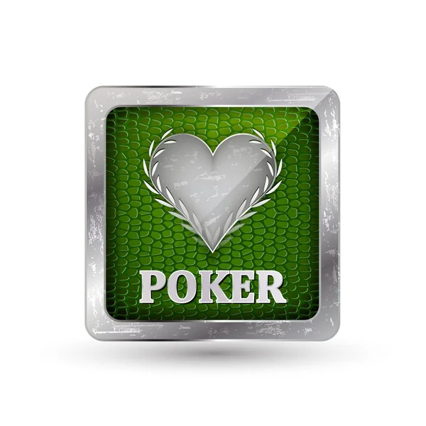 Icona del poker con simbolo del cuore e alloro, illustrazione vettoriale — Vettoriale Stock