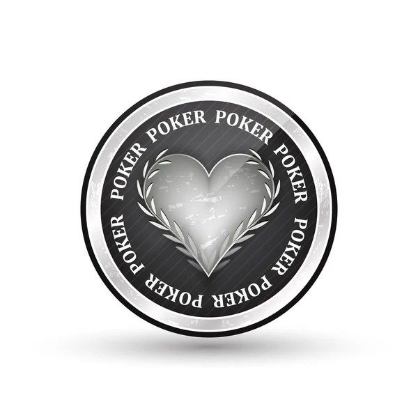 Icona vettoriale del poker con simbolo del cuore e alloro — Vettoriale Stock