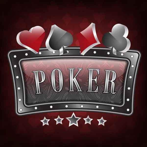 Illustrazione vettoriale del poker con cornici ornate e simboli di carte — Vettoriale Stock