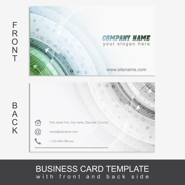 Business card template with front and back side and abstract pattern — Stock Vector