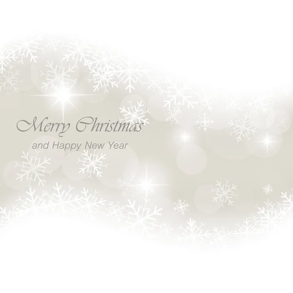 Brillante tarjeta de Navidad vector con copos de nieve y estrellas — Vector de stock