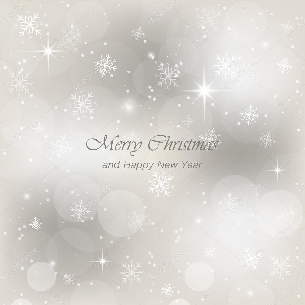 Christmas greeting card with snow, flakes and glow