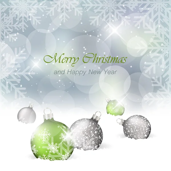 Julkort med ljuseffekt och en bobble i snön. Vector gratulationskort. — Stock vektor