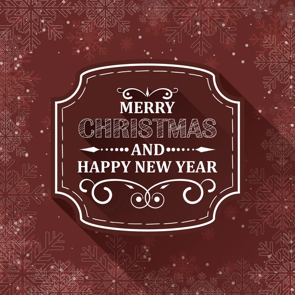 Tarjeta de felicitación navideña con copos de nieve y encabezado adornado. Diseño plano . — Archivo Imágenes Vectoriales