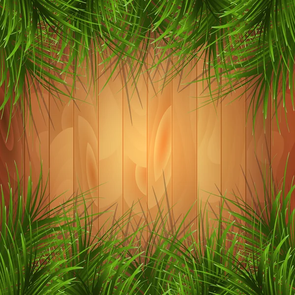 Texture en bois avec aiguilles de pin vert. Illustration vectorielle . — Image vectorielle