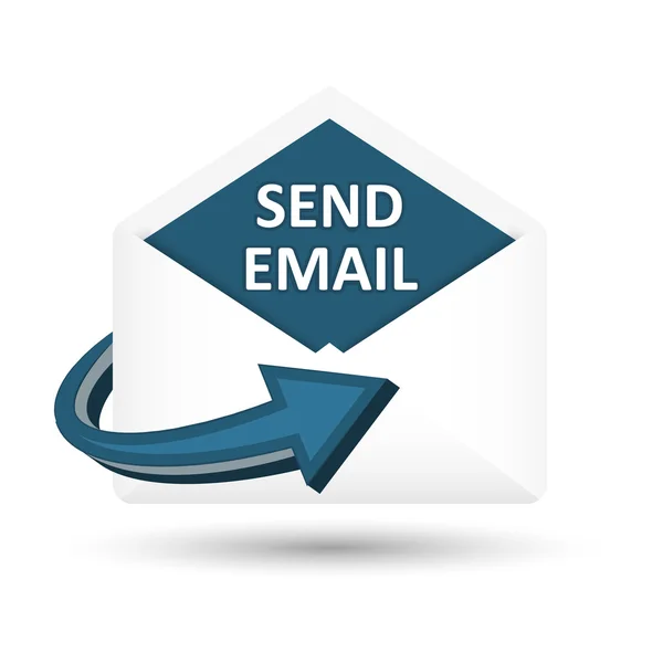 Odešlete e-mail ikonu vektorové koncept. Otevřená obálka s modrou šipkou. — Stockový vektor