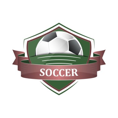 Futbol simgesi, şerit etiketle. Vektör çizim.