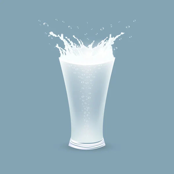 Glas Wasser mit Spritzeffekt und Blasen. — Stockvektor