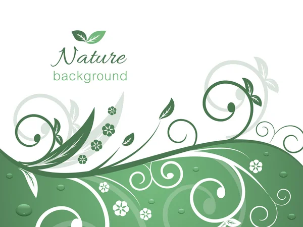 Nature vector background with spiral swirly pattern and water drops. — Stock Vector