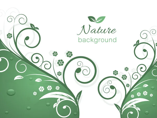 Nature vector background with spiral swirly pattern and water drops. — Stock Vector