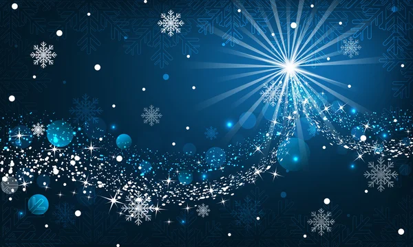 Abstract winter background. Snowfall, sparkle, snowflakes on a blue dark background. — Stock Vector