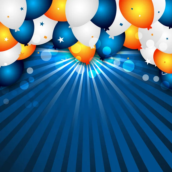 Векторный фон праздника с красочными воздушными шарами и конфетти . — стоковый вектор