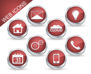 Set vektör ikonlar veya düğmeler kırmızı.