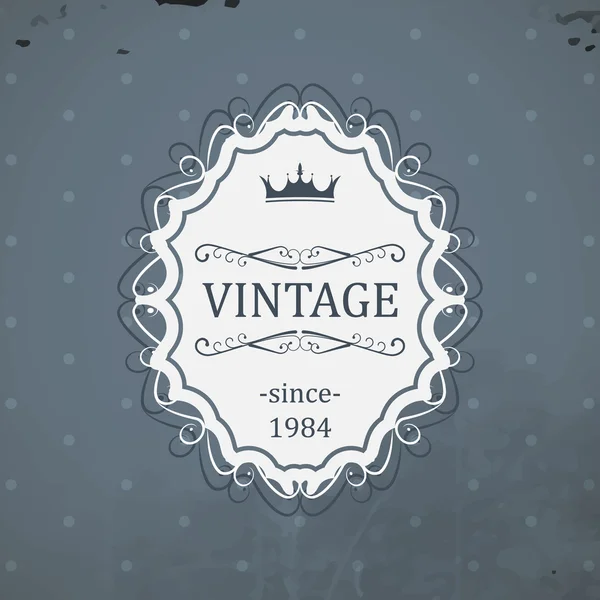 Etiqueta vintage con corona real y fondo grunge. Ilustración vectorial . — Archivo Imágenes Vectoriales