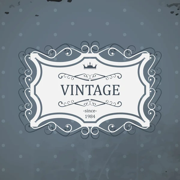 Etiqueta vintage con corona real y fondo grunge. Ilustración vectorial . — Vector de stock