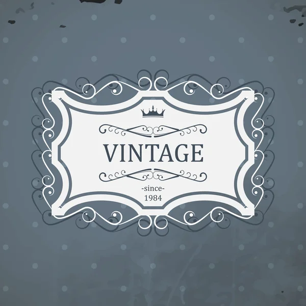 Vintage-Label mit königlicher Krone und Grunge-Hintergrund. Vektorillustration. — Stockvektor
