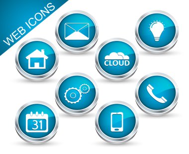 Set vektör ikonlar veya düğmeler mavi.