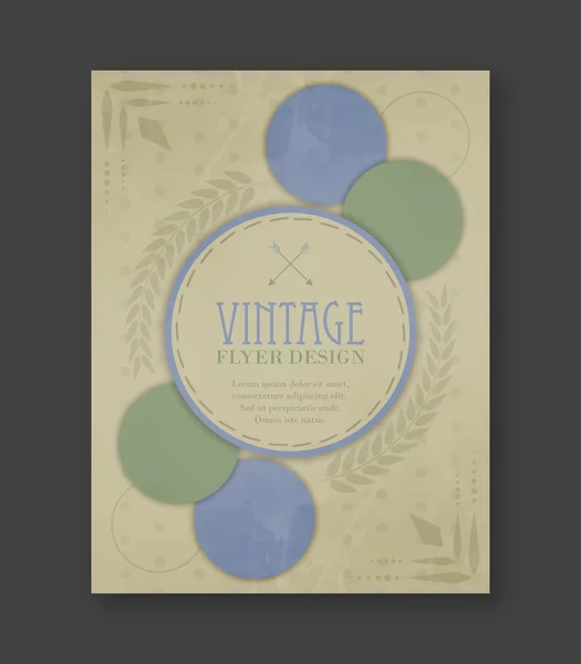 Vintage flyer template, corporate banner, brochure or cover design. — Stock Vector