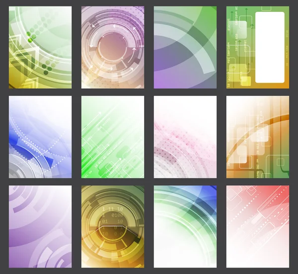 Set van abstracte kleurrijke vector gloeiende achtergrond. Folder, brochure of corporate banner. — Stockvector