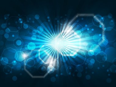 Işıklar ve parlayan sekizgenler şekli ile soyut vektör arka plan.