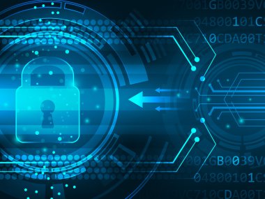 Genel güvenlik hizmeti fütüristik vektör arka plan.