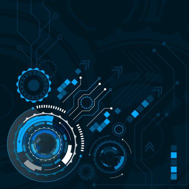 Soyut dijital Dişli tekerlekleri teknolojik kavramı, vektör çizim.