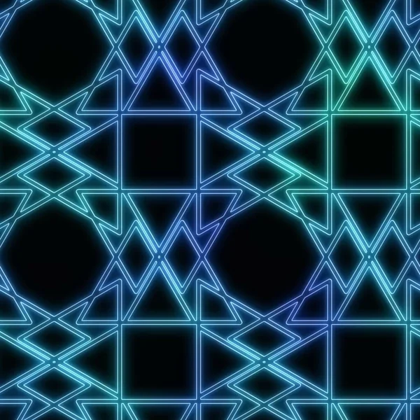 Neon licht op zwart naadloos herhaling patroon — Stockfoto