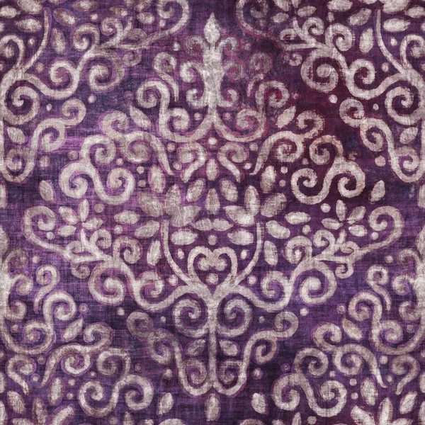 Роскошный пурпурный и загорелый дамасский бесшовный узор — стоковое фото