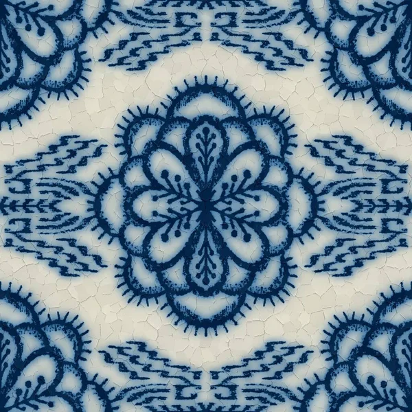 Seamless cracked blue and white ceramic design