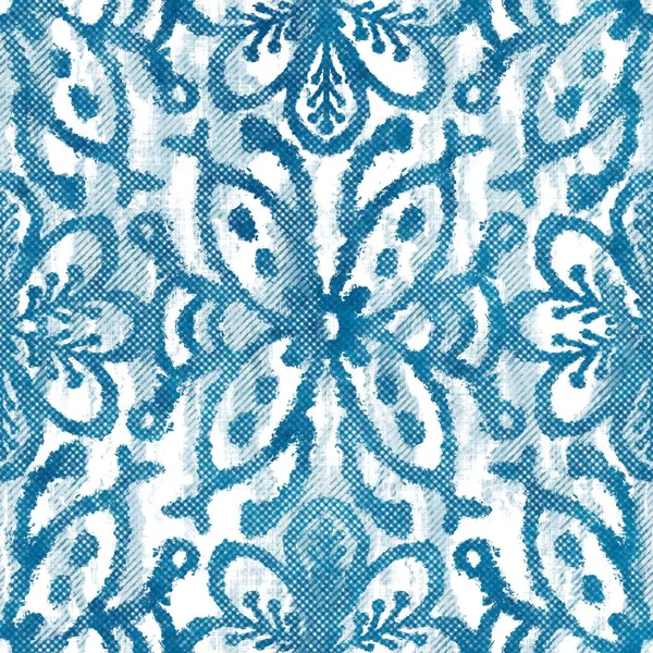 Patrón de motivo de alfombra tribal azul sin costuras. — Foto de Stock