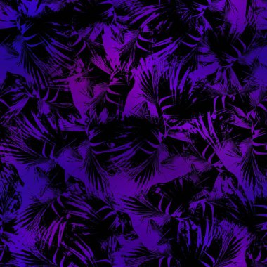 Miami gece tropikal siyah yapraklar gün batımı bulanıklığında