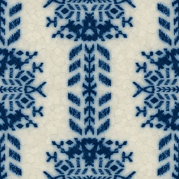 Naadloos gekraakt blauw en wit keramisch ontwerp — Stockfoto