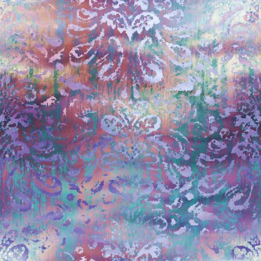 Dalgalı saten kumaş üzerinde parlak damaske deseni